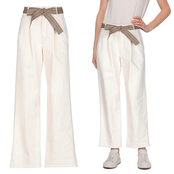 BRUNELLO CUCINELLI Low Slung Jeans Denim Trousers Relaxed Fit Ivory IT 50 US 14 - Picture 1 of 3